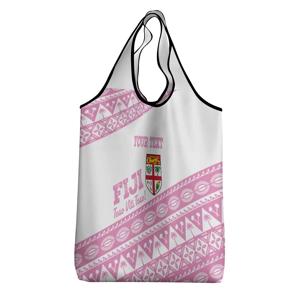 Fiji Rugby 2025 Custom Grocery Bag Fijian Tapa Toso Viti Toso - Pink LT14 - Polynesian Pride