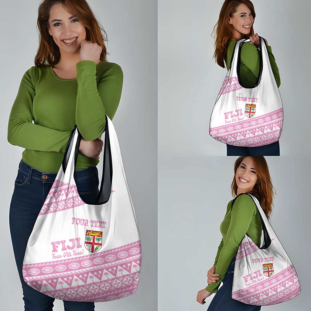 Fiji Rugby 2025 Custom Grocery Bag Fijian Tapa Toso Viti Toso - Pink LT14 - Polynesian Pride