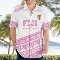 Fiji Rugby 2025 Custom Hawaiian Shirt Fijian Tapa Toso Viti Toso - Pink LT14 - Polynesian Pride