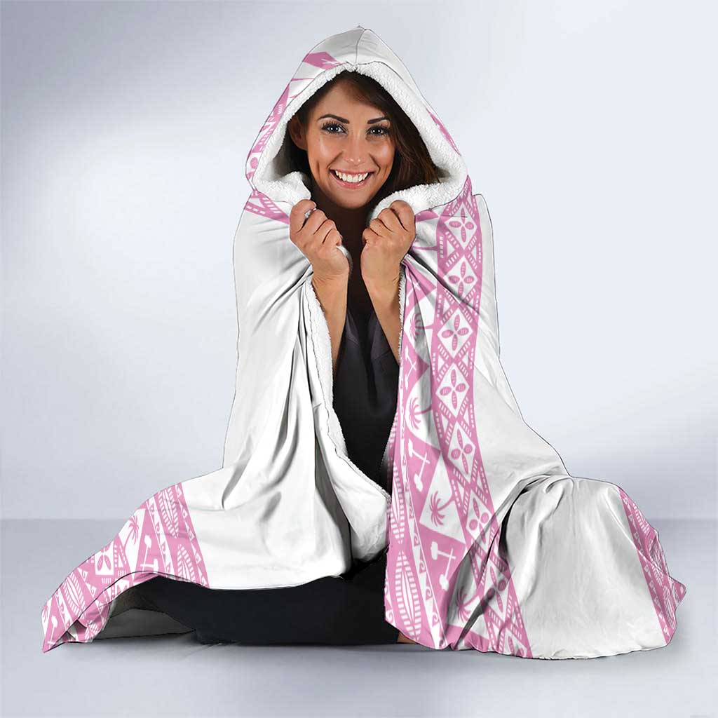 Fiji Rugby 2025 Custom Hooded Blanket Fijian Tapa Toso Viti Toso - Pink LT14 - Polynesian Pride