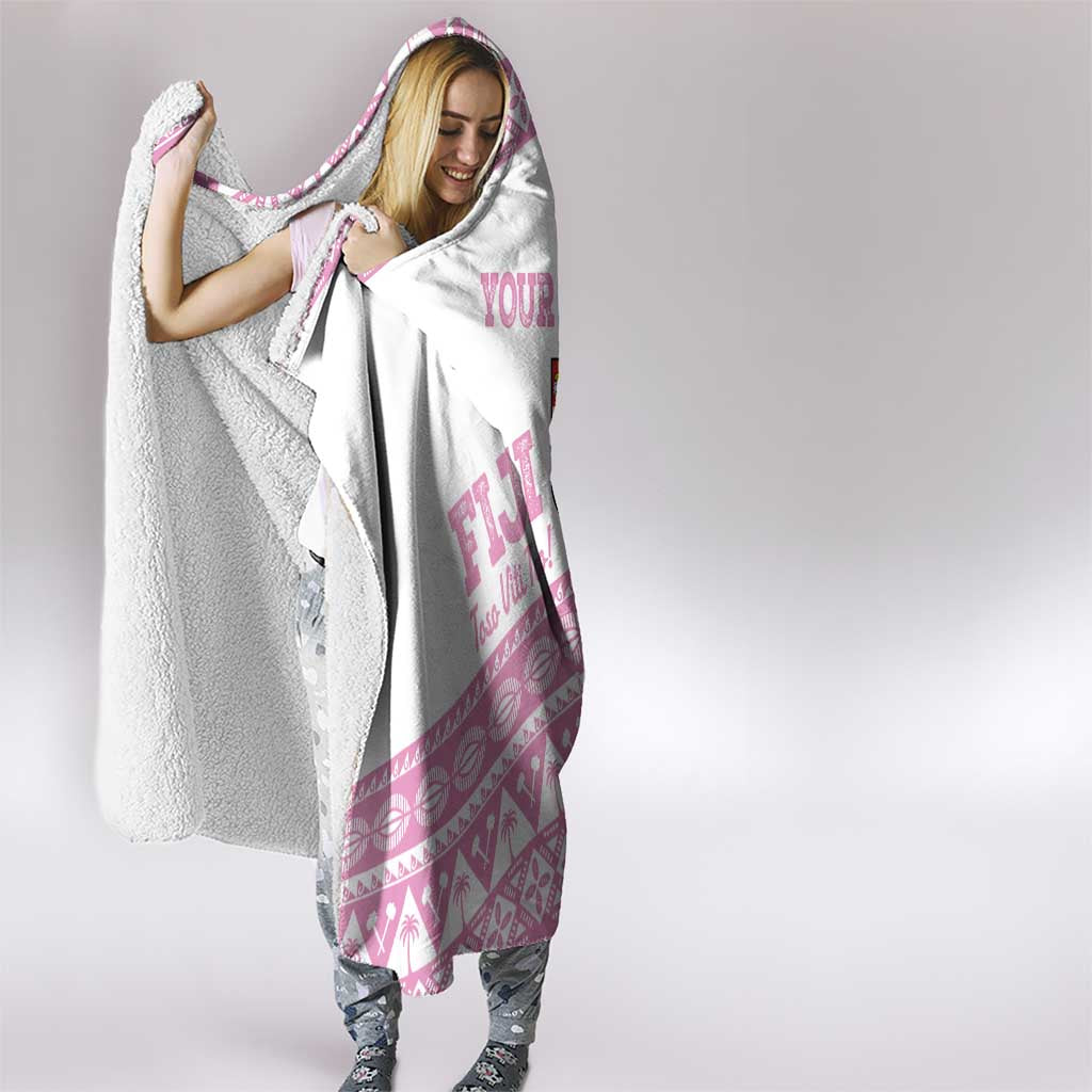 Fiji Rugby 2025 Custom Hooded Blanket Fijian Tapa Toso Viti Toso - Pink LT14 - Polynesian Pride