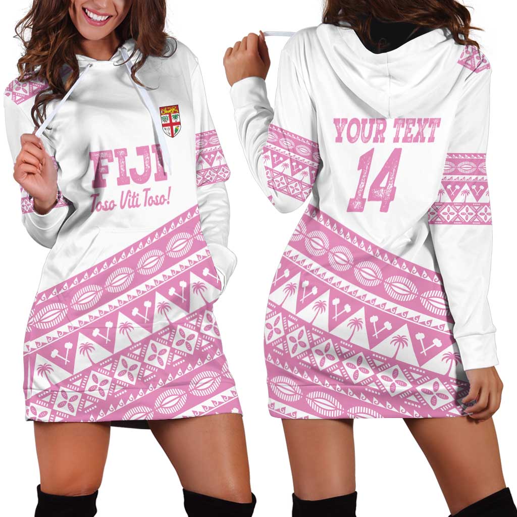 Fiji Rugby 2025 Custom Hoodie Dress Fijian Tapa Toso Viti Toso - Pink LT14 - Polynesian Pride