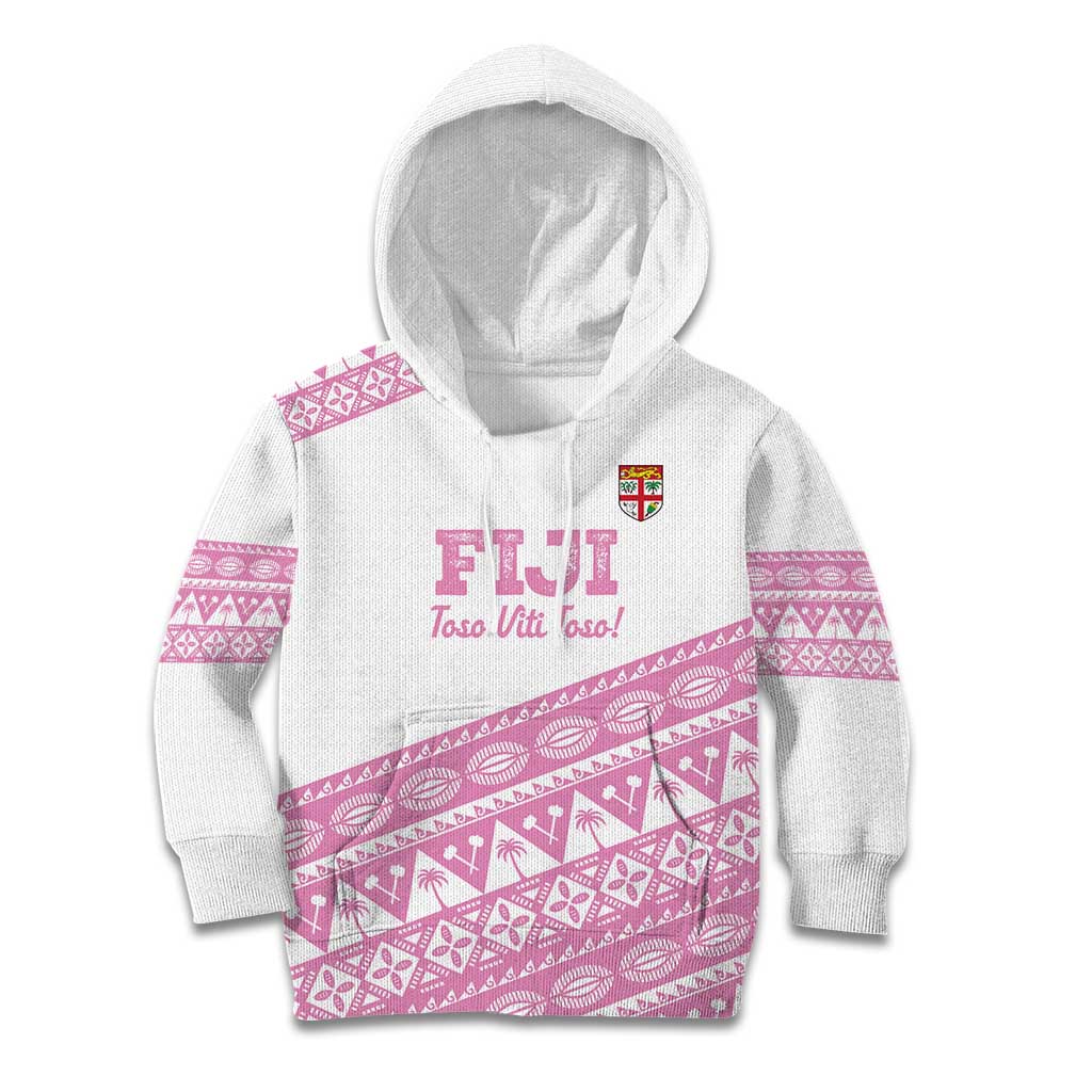 Fiji Rugby 2025 Custom Kid Hoodie Fijian Tapa Toso Viti Toso - Pink LT14 Hoodie Pink - Polynesian Pride