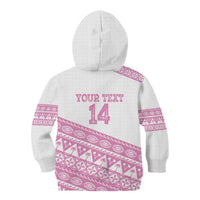 Fiji Rugby 2025 Custom Kid Hoodie Fijian Tapa Toso Viti Toso - Pink LT14 - Polynesian Pride