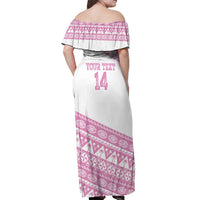 Fiji Rugby 2025 Custom Off Shoulder Maxi Dress Fijian Tapa Toso Viti Toso - Pink LT14 - Polynesian Pride