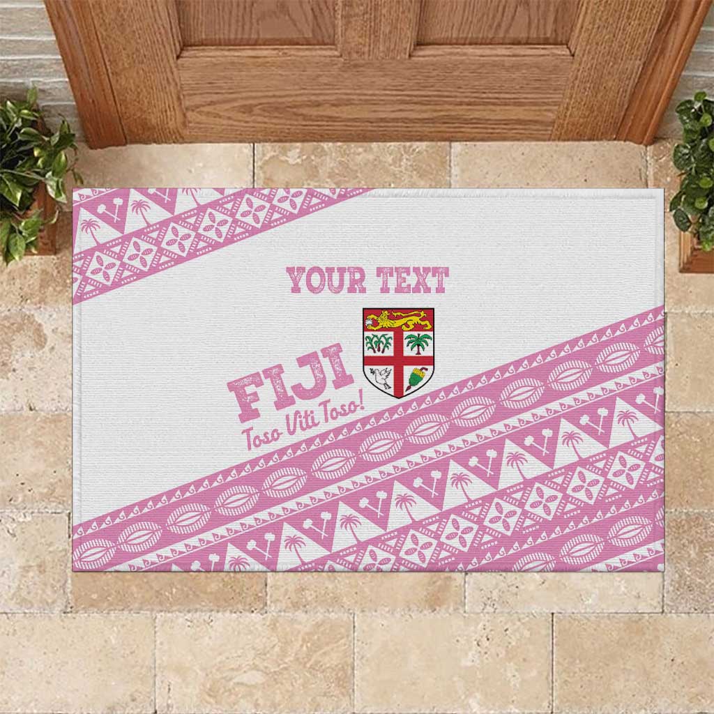 Fiji Rugby 2025 Custom Rubber Doormat Fijian Tapa Toso Viti Toso - Pink