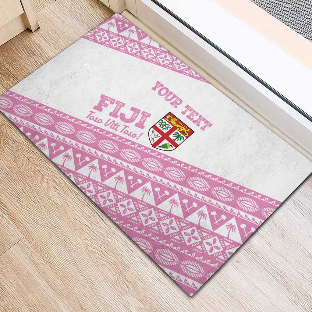 Fiji Rugby 2025 Custom Rubber Doormat Fijian Tapa Toso Viti Toso - Pink