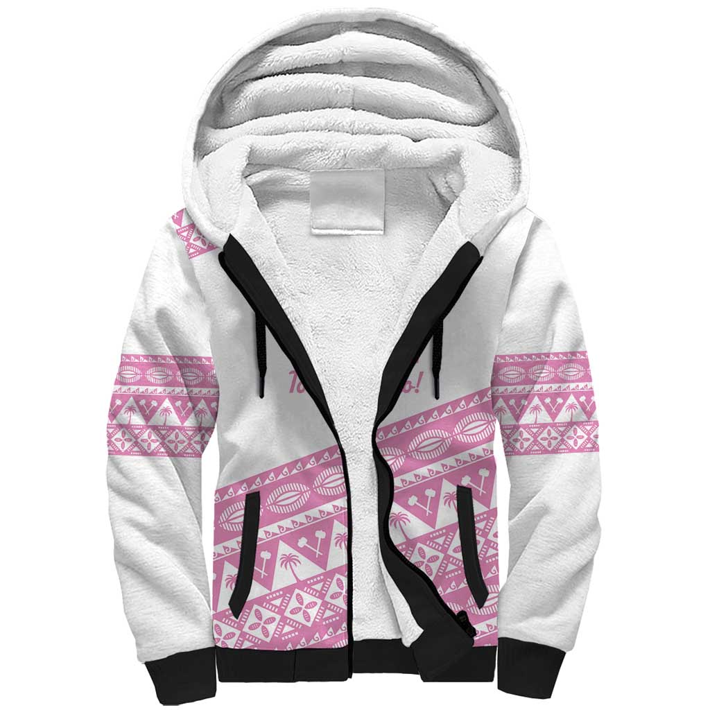 Fiji Rugby 2025 Custom Sherpa Hoodie Fijian Tapa Toso Viti Toso - Pink LT14 Unisex Pink - Polynesian Pride