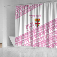 Fiji Rugby 2025 Custom Shower Curtain Fijian Tapa Toso Viti Toso - Pink LT14 - Polynesian Pride