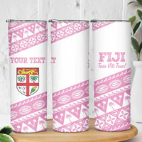 Fiji Rugby 2025 Custom Skinny Tumbler Fijian Tapa Toso Viti Toso - Pink