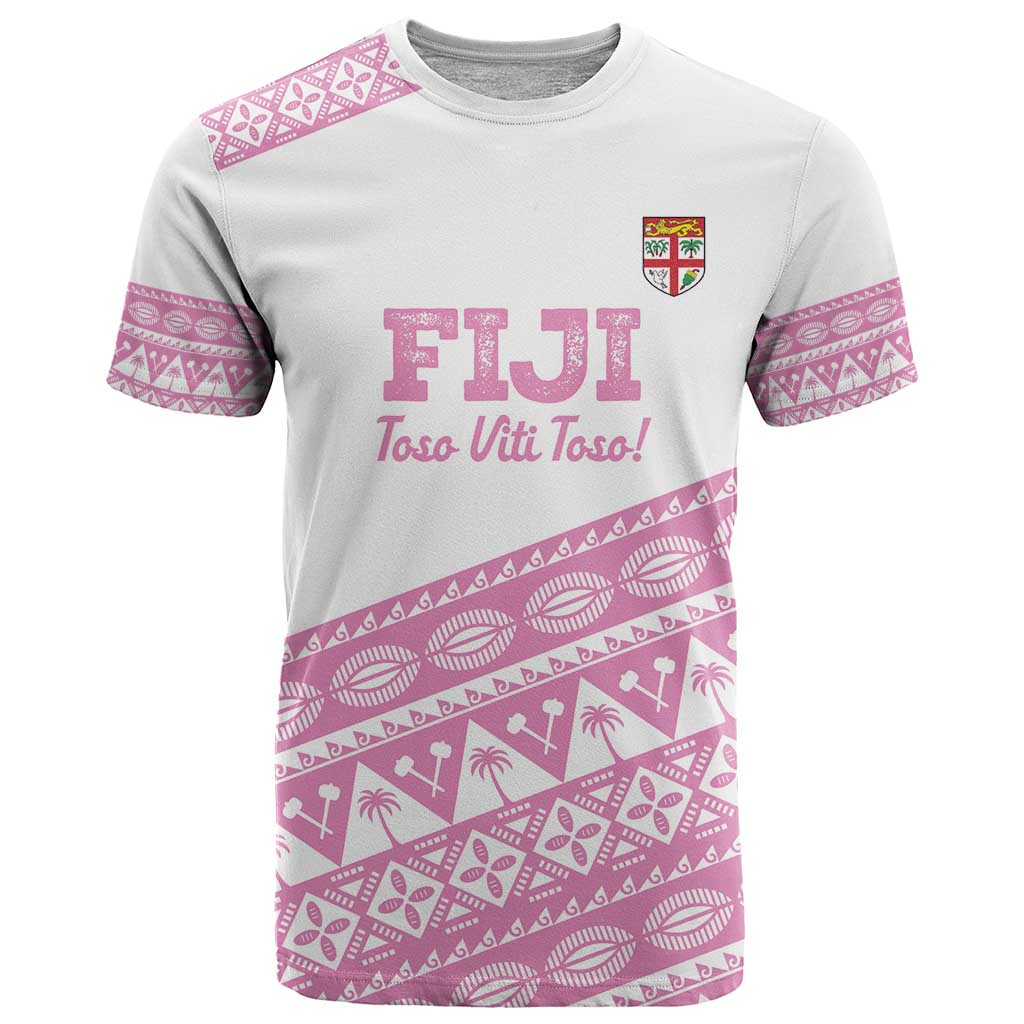 Fiji Rugby 2025 Custom T Shirt Fijian Tapa Toso Viti Toso - Pink LT14 Pink - Polynesian Pride