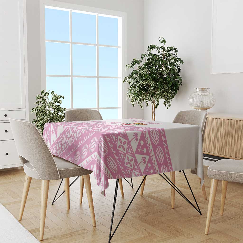 Fiji Rugby 2025 Custom Tablecloth Fijian Tapa Toso Viti Toso - Pink LT14 - Polynesian Pride