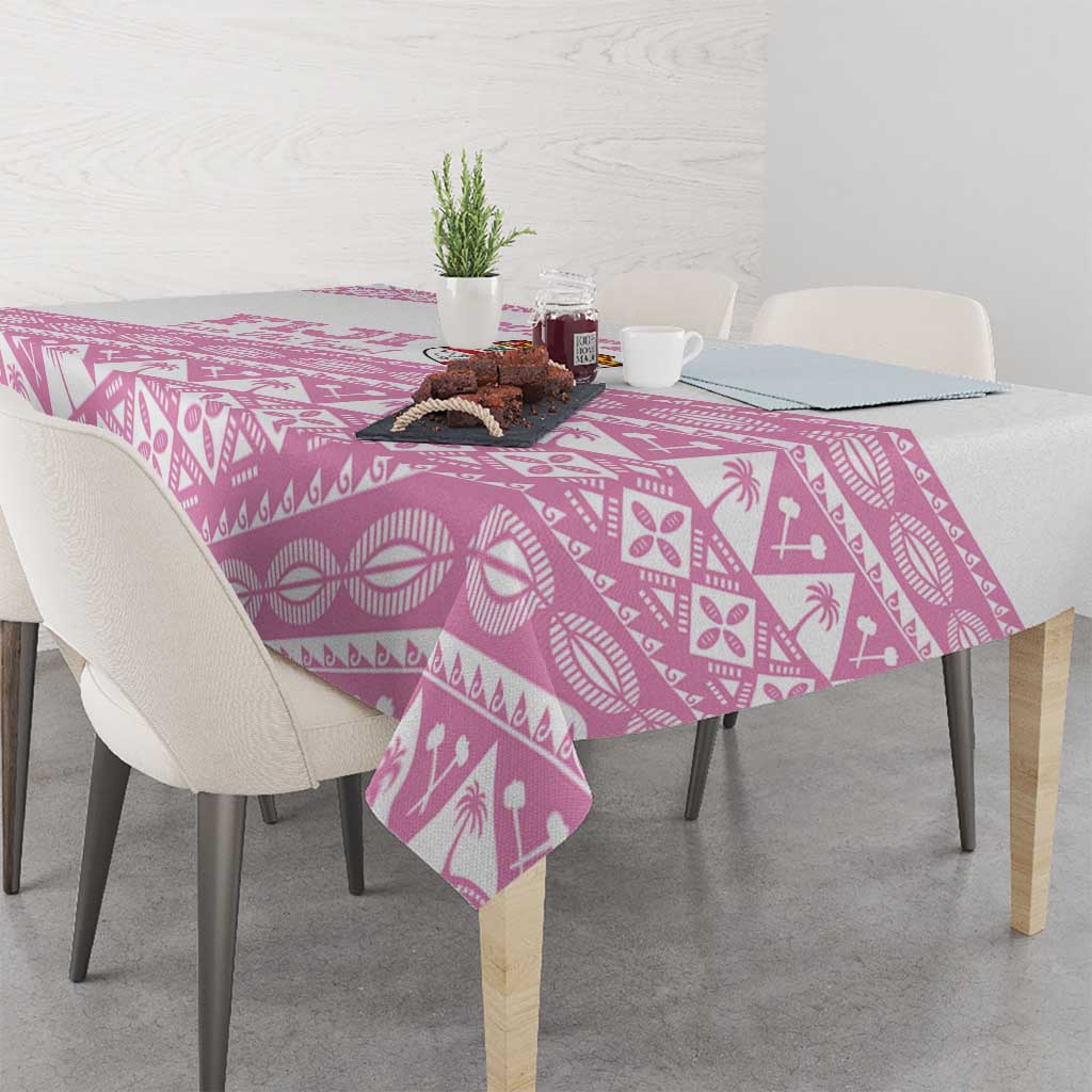 Fiji Rugby 2025 Custom Tablecloth Fijian Tapa Toso Viti Toso - Pink LT14 - Polynesian Pride