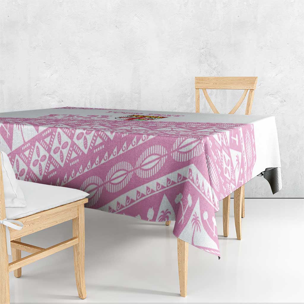 Fiji Rugby 2025 Custom Tablecloth Fijian Tapa Toso Viti Toso - Pink LT14 - Polynesian Pride