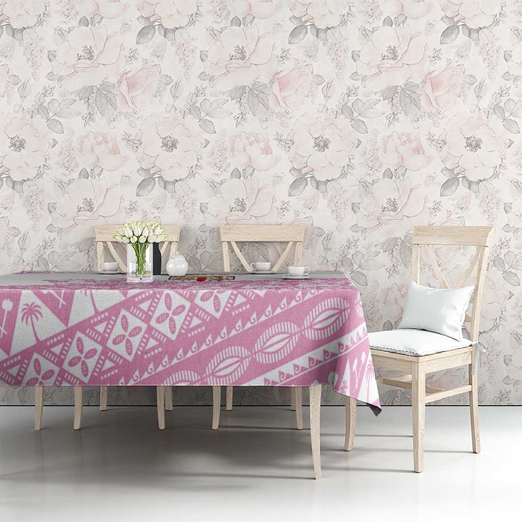 Fiji Rugby 2025 Custom Tablecloth Fijian Tapa Toso Viti Toso - Pink LT14 - Polynesian Pride