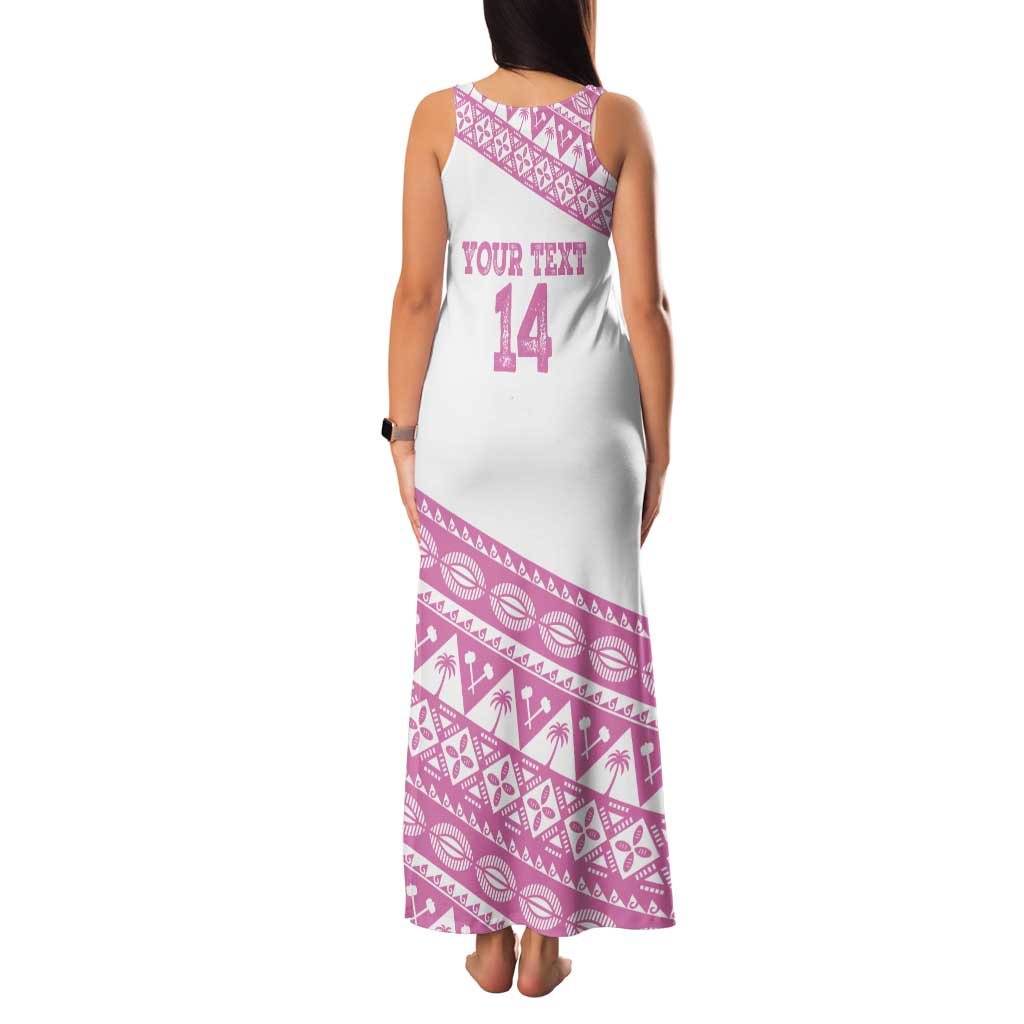 Fiji Rugby 2025 Custom Tank Maxi Dress Fijian Tapa Toso Viti Toso - Pink LT14 - Polynesian Pride