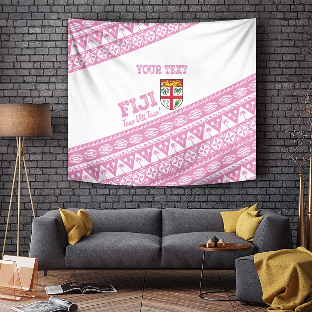 Fiji Rugby 2025 Custom Tapestry Fijian Tapa Toso Viti Toso - Pink