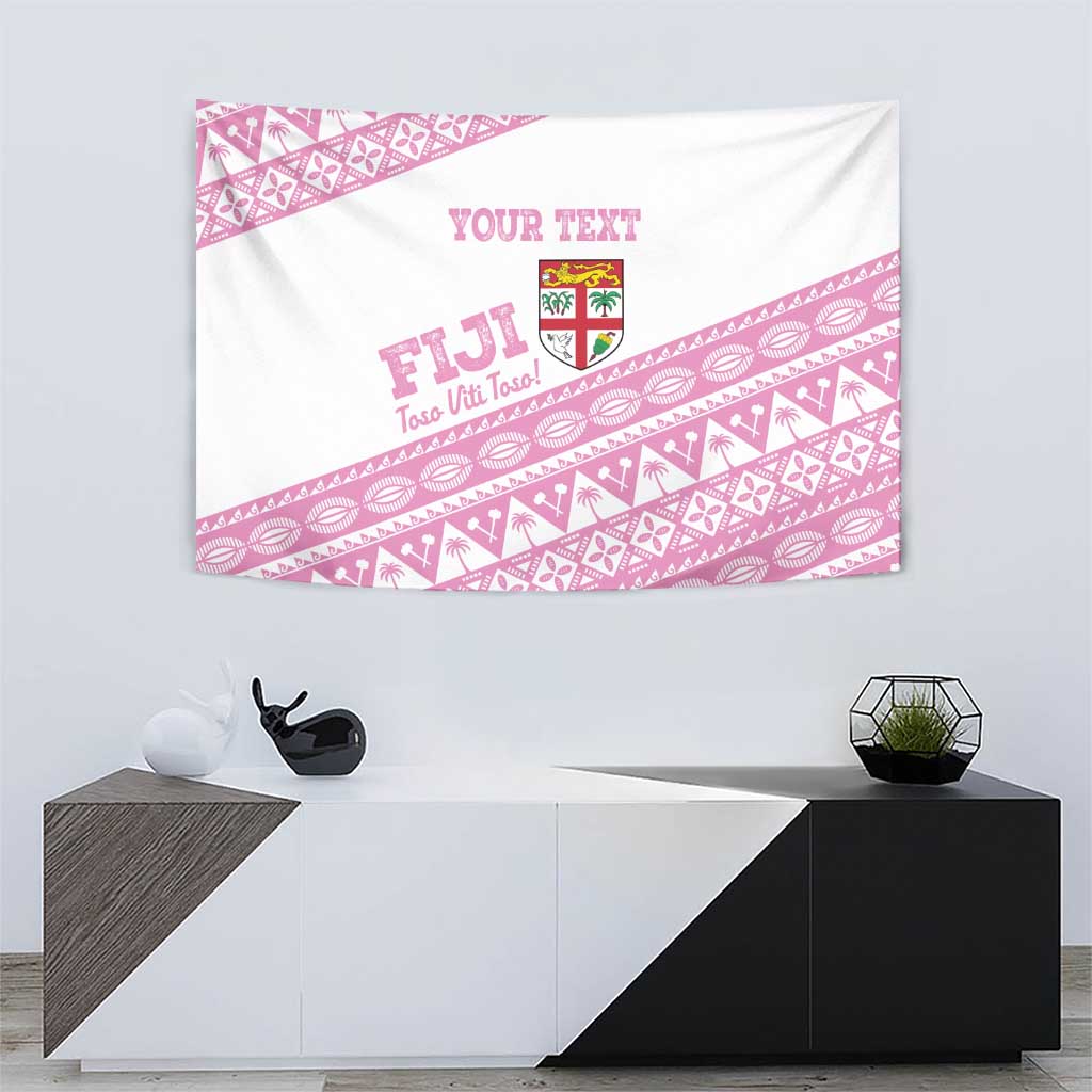Fiji Rugby 2025 Custom Tapestry Fijian Tapa Toso Viti Toso - Pink LT14 - Polynesian Pride