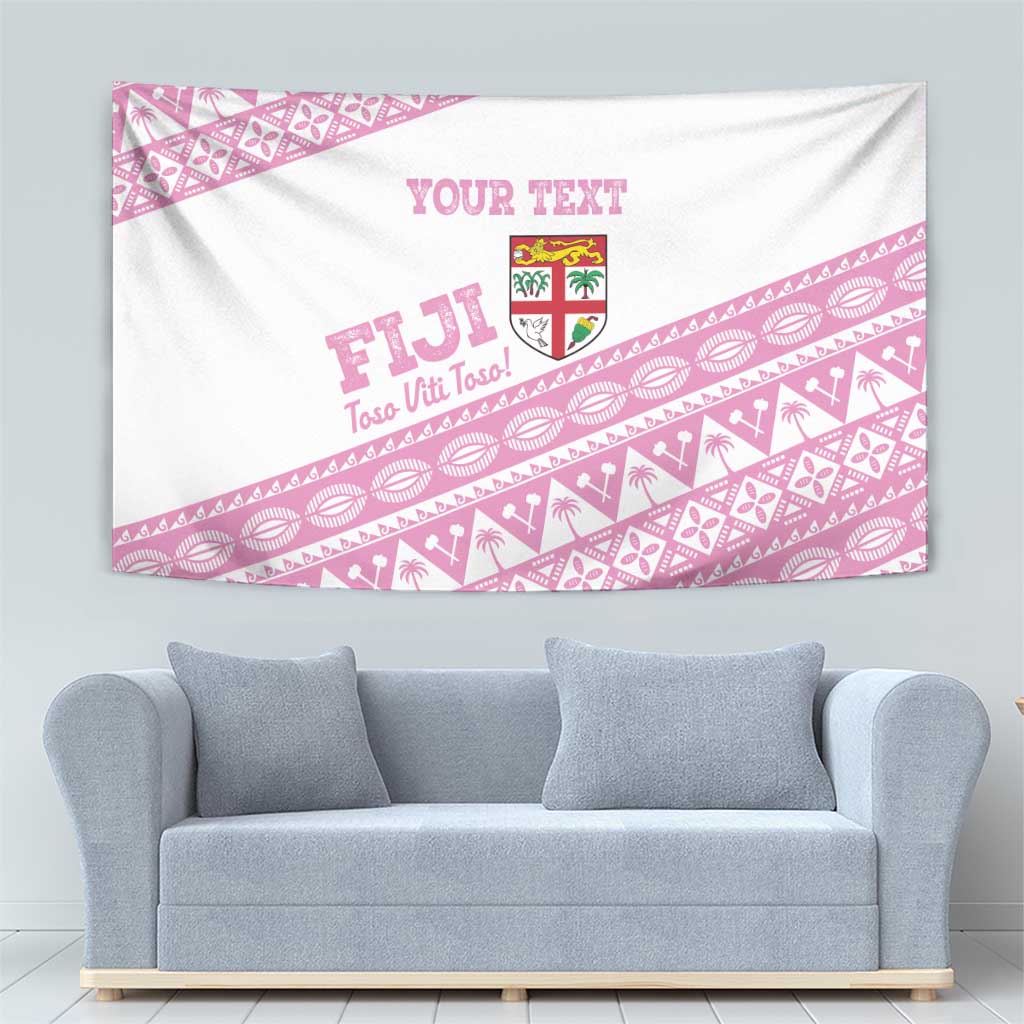 Fiji Rugby 2025 Custom Tapestry Fijian Tapa Toso Viti Toso - Pink LT14 - Polynesian Pride