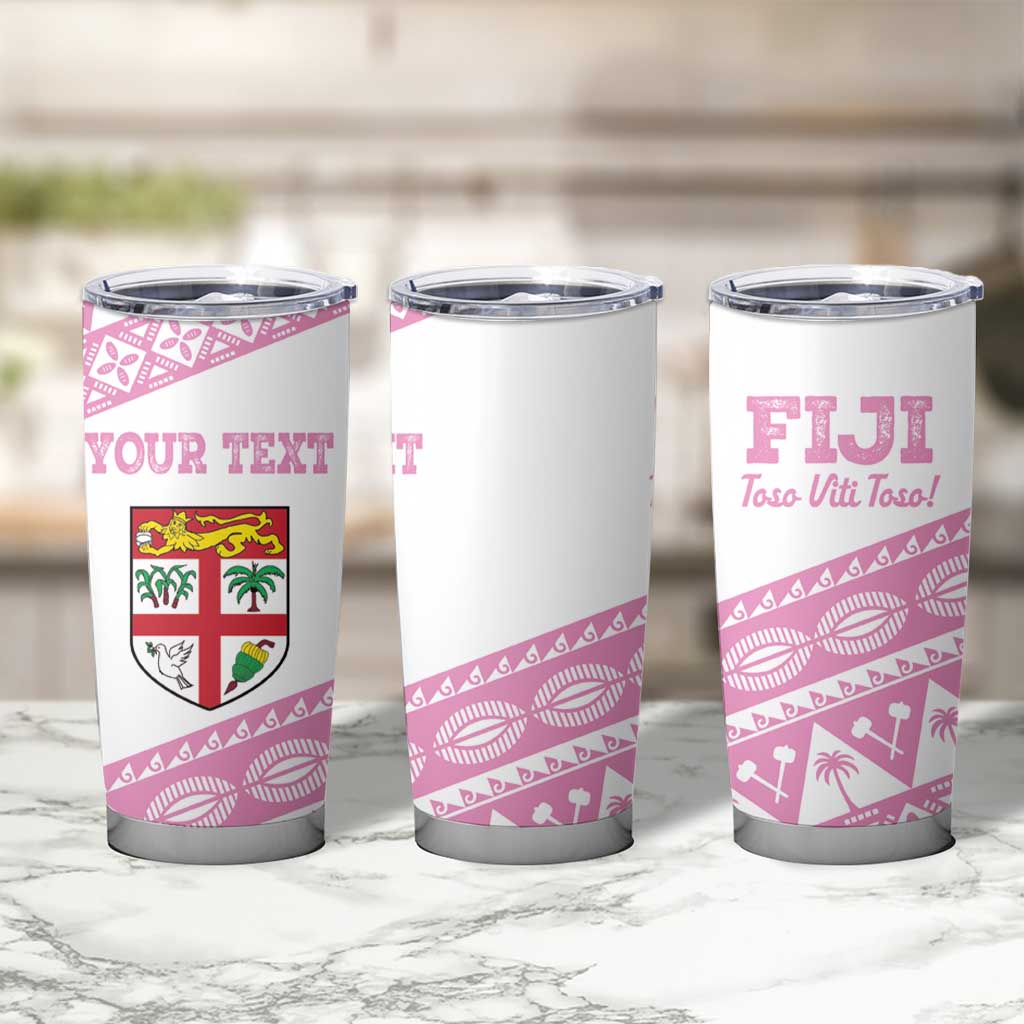 Fiji Rugby 2025 Custom Tumbler Cup Fijian Tapa Toso Viti Toso - Pink LT14 - Polynesian Pride