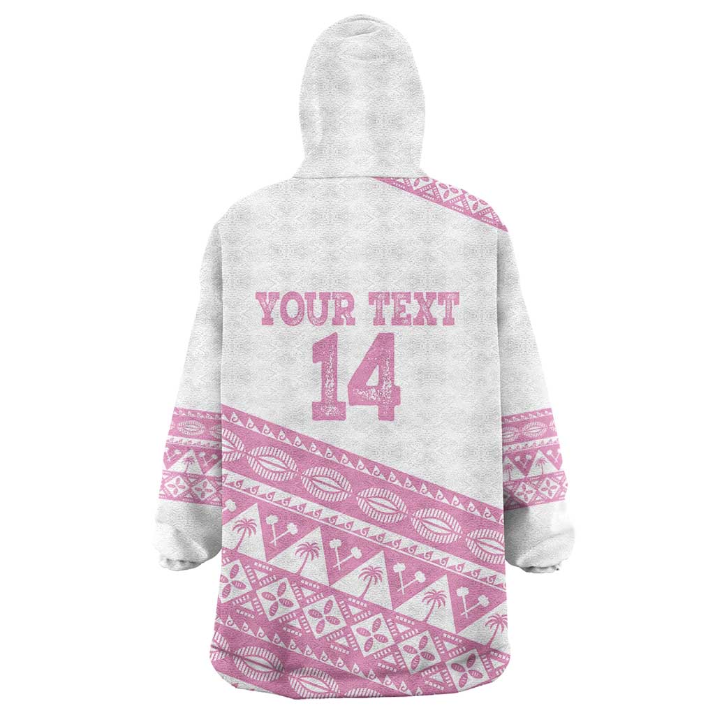 Fiji Rugby 2025 Custom Wearable Blanket Hoodie Fijian Tapa Toso Viti Toso - Pink LT14 - Polynesian Pride