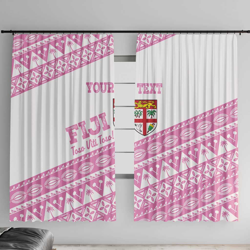 Fiji Rugby 2025 Custom Window Curtain Fijian Tapa Toso Viti Toso - Pink LT14 With Hooks Pink - Polynesian Pride