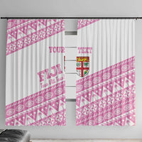 Fiji Rugby 2025 Custom Window Curtain Fijian Tapa Toso Viti Toso - Pink LT14 With Hooks Pink - Polynesian Pride
