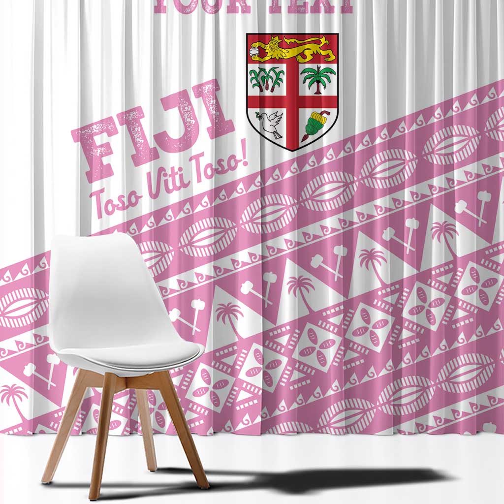 Fiji Rugby 2025 Custom Window Curtain Fijian Tapa Toso Viti Toso - Pink LT14 - Polynesian Pride