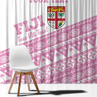 Fiji Rugby 2025 Custom Window Curtain Fijian Tapa Toso Viti Toso - Pink LT14 - Polynesian Pride