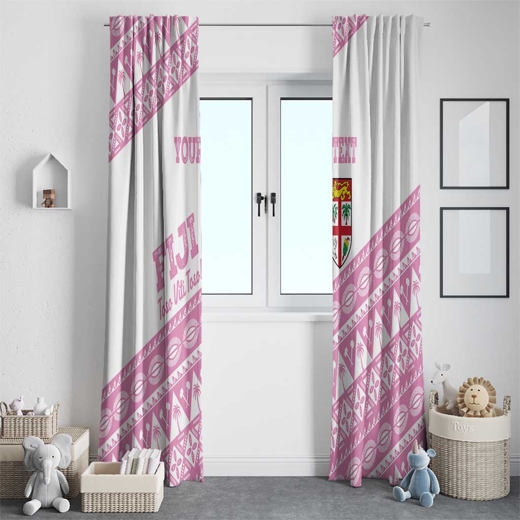 Fiji Rugby 2025 Custom Window Curtain Fijian Tapa Toso Viti Toso - Pink LT14 - Polynesian Pride