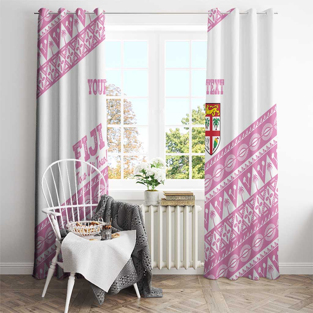 Fiji Rugby 2025 Custom Window Curtain Fijian Tapa Toso Viti Toso - Pink LT14 - Polynesian Pride