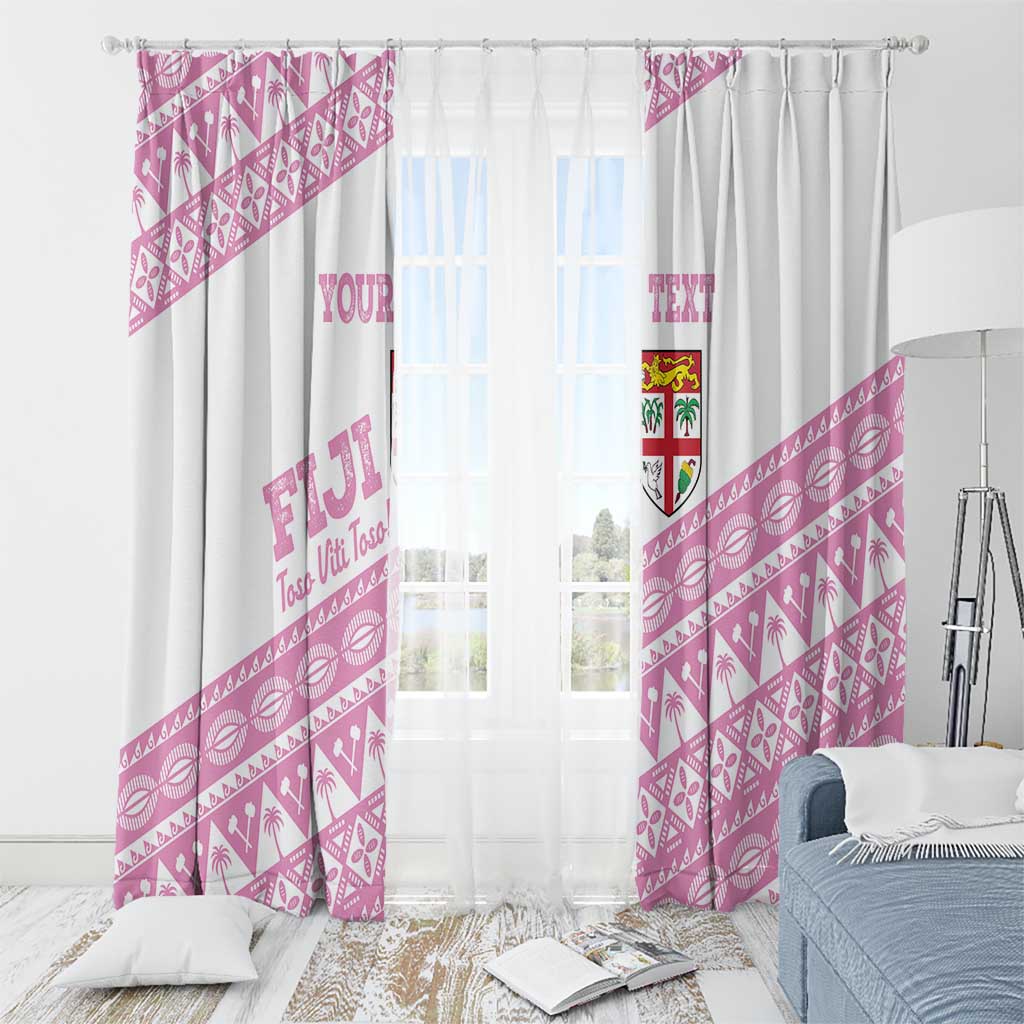 Fiji Rugby 2025 Custom Window Curtain Fijian Tapa Toso Viti Toso - Pink LT14 - Polynesian Pride