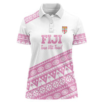 Fiji Rugby 2025 Custom Women Polo Shirt Fijian Tapa Toso Viti Toso - Pink LT14 Female Pink - Polynesian Pride
