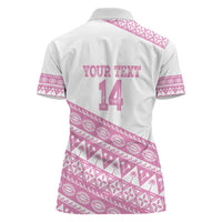 Fiji Rugby 2025 Custom Women Polo Shirt Fijian Tapa Toso Viti Toso - Pink LT14 - Polynesian Pride