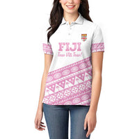 Fiji Rugby 2025 Custom Women Polo Shirt Fijian Tapa Toso Viti Toso - Pink LT14 - Polynesian Pride