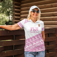 Fiji Rugby 2025 Custom Women Polo Shirt Fijian Tapa Toso Viti Toso - Pink LT14 - Polynesian Pride