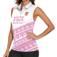 Fiji Rugby 2025 Custom Women Sleeveless Polo Shirt Fijian Tapa Toso Viti Toso - Pink LT14 - Polynesian Pride