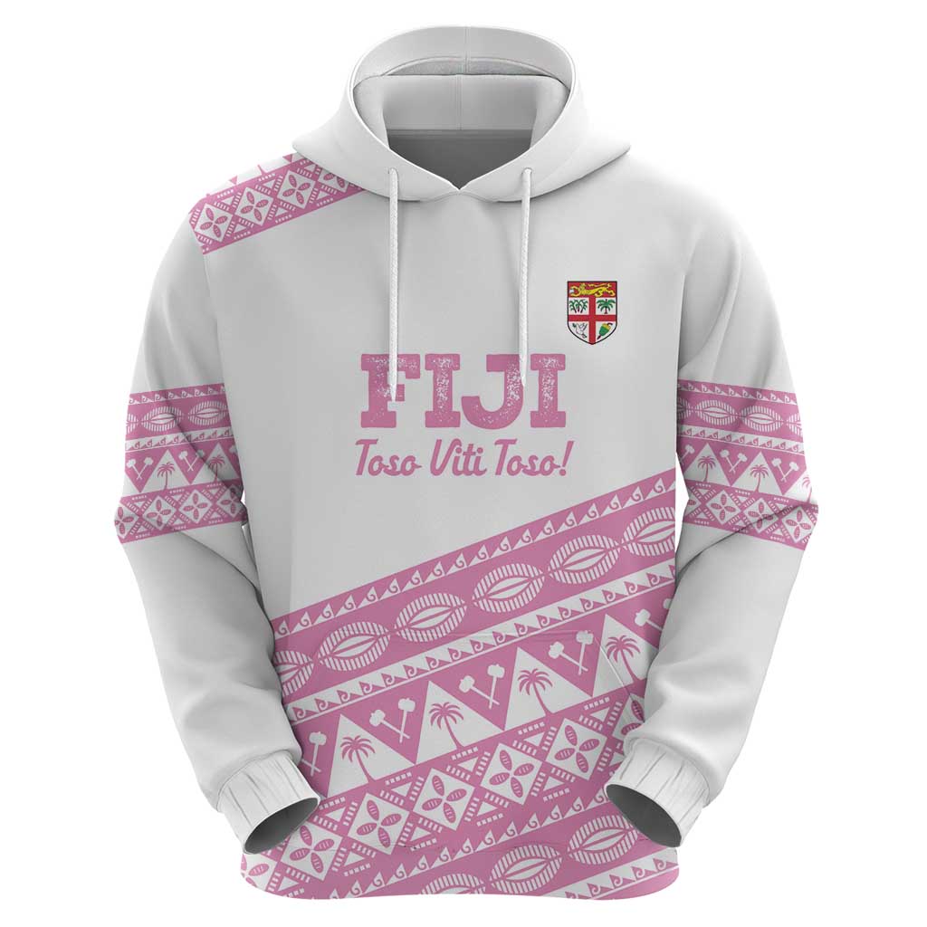 Fiji Rugby 2025 Custom Zip Hoodie Fijian Tapa Toso Viti Toso - Pink LT14 - Polynesian Pride