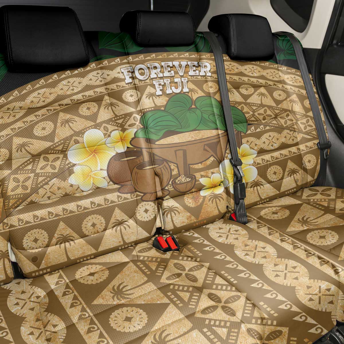 Bula Fiji Kava Bowl Back Car Seat Cover Fijian Tapa Cloth Vintage Vibe LT14 - Polynesian Pride