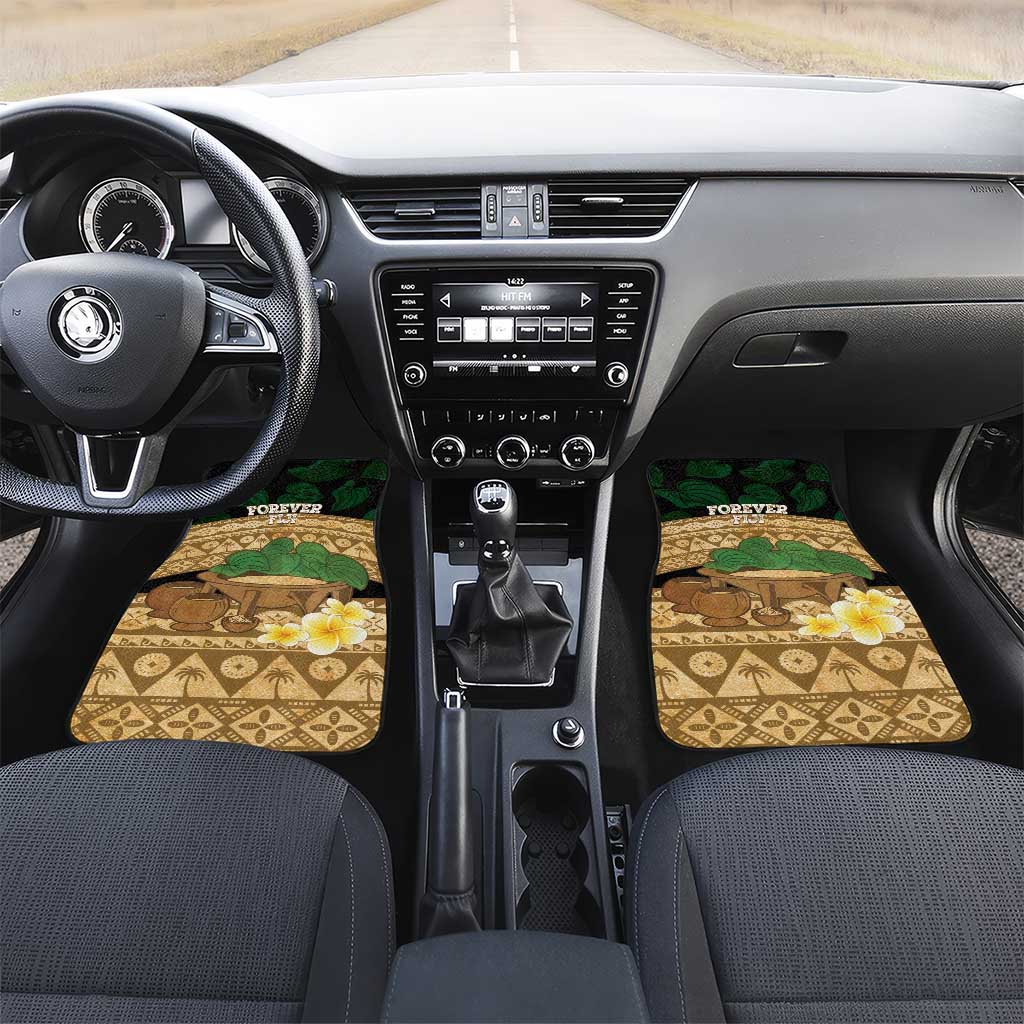 Bula Fiji Kava Bowl Car Mats Fijian Tapa Cloth Vintage Vibe LT14 Set 2pcs - Front Brown - Polynesian Pride