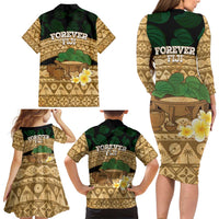 Bula Fiji Kava Bowl Family Matching Long Sleeve Bodycon Dress and Hawaiian Shirt Fijian Tapa Cloth Vintage Vibe LT14 - Polynesian Pride