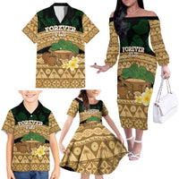 Bula Fiji Kava Bowl Family Matching Off The Shoulder Long Sleeve Dress and Hawaiian Shirt Fijian Tapa Cloth Vintage Vibe LT14 - Polynesian Pride