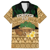 Bula Fiji Kava Bowl Family Matching Off The Shoulder Long Sleeve Dress and Hawaiian Shirt Fijian Tapa Cloth Vintage Vibe LT14 Dad's Shirt - Short Sleeve Brown - Polynesian Pride