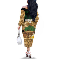 Bula Fiji Kava Bowl Family Matching Off The Shoulder Long Sleeve Dress and Hawaiian Shirt Fijian Tapa Cloth Vintage Vibe LT14 - Polynesian Pride