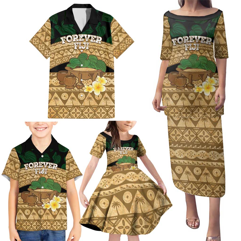 Bula Fiji Kava Bowl Family Matching Puletasi and Hawaiian Shirt Fijian Tapa Cloth Vintage Vibe LT14 - Polynesian Pride