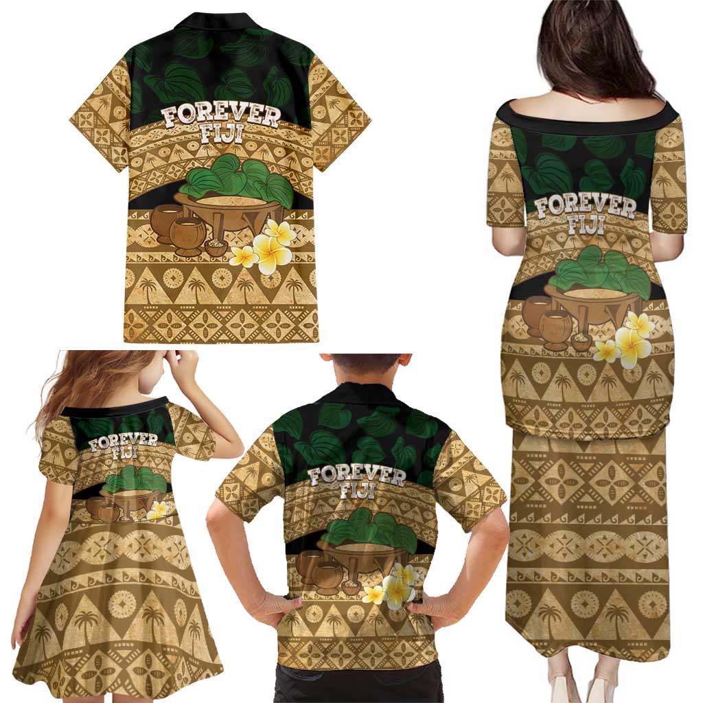 Bula Fiji Kava Bowl Family Matching Puletasi and Hawaiian Shirt Fijian Tapa Cloth Vintage Vibe LT14 - Polynesian Pride