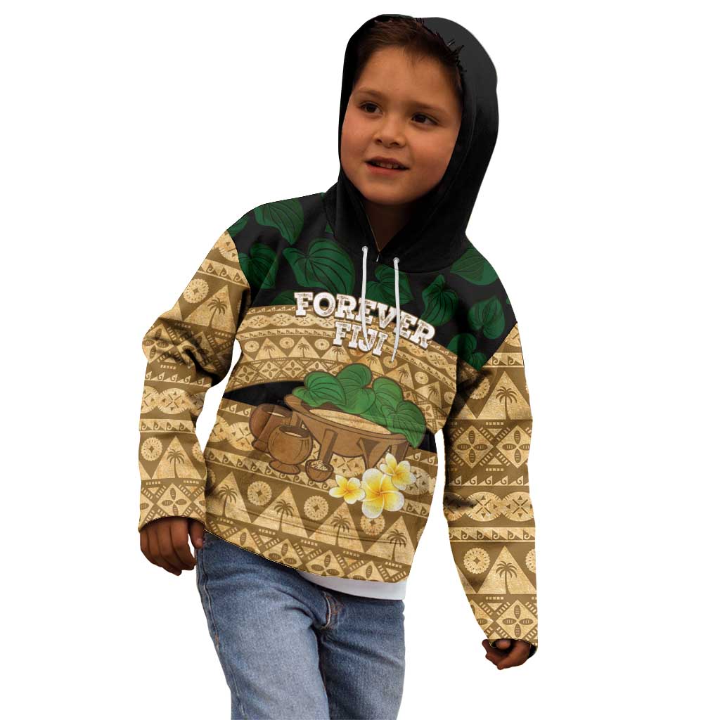 Bula Fiji Kava Bowl Kid Hoodie Fijian Tapa Cloth Vintage Vibe LT14 - Polynesian Pride
