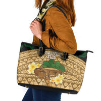Bula Fiji Kava Bowl Leather Tote Bag Fijian Tapa Cloth Vintage Vibe LT14 Brown - Polynesian Pride