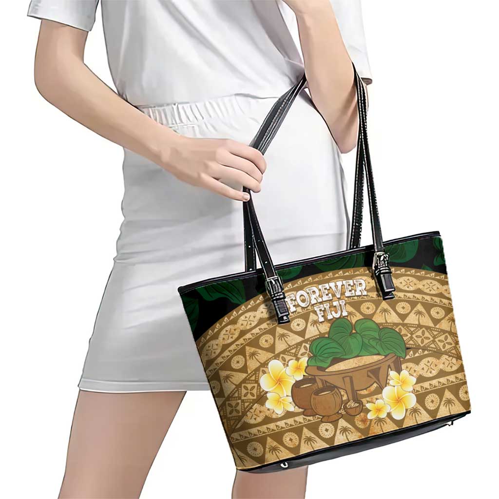 Bula Fiji Kava Bowl Leather Tote Bag Fijian Tapa Cloth Vintage Vibe LT14 - Polynesian Pride