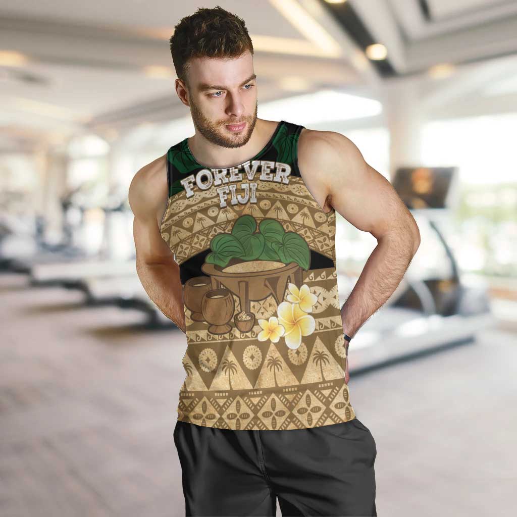 Bula Fiji Kava Bowl Men Tank Top Fijian Tapa Cloth Vintage Vibe LT14 Brown - Polynesian Pride